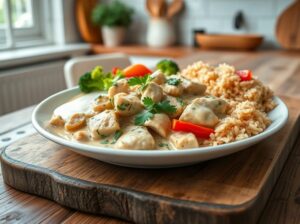 Receita de Strogonoff Low Carb de Frango com Creme de Leite