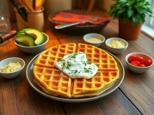 Delícia de Waffle Low Carb de Queijo